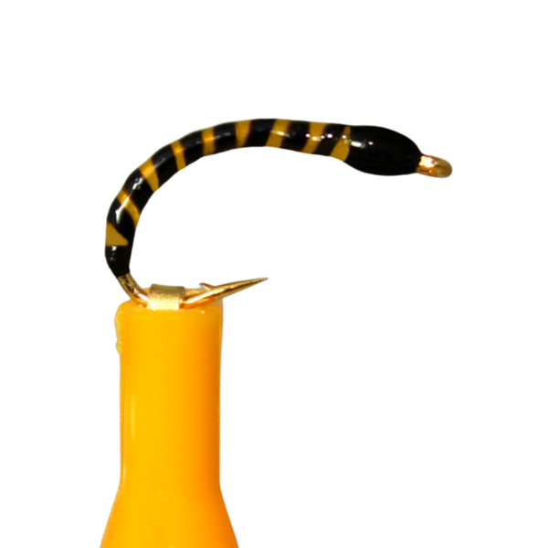 gelbe Nymphen mit schwarzen Streifen